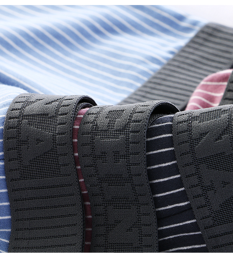 男士条纹内裤宽松男平角裤透气棉潮流男生短裤男式四角运动裤头详情9