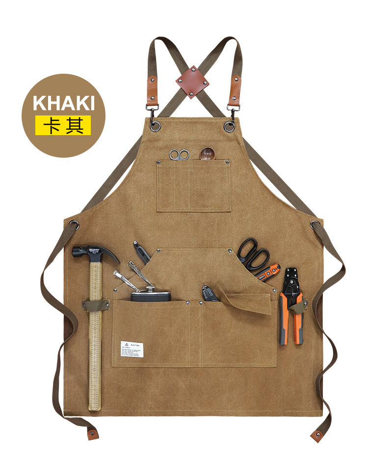 【持嘉】跨境加厚帆布多口袋工匠园艺工作服围裙烧烤汽修师机械师详情21