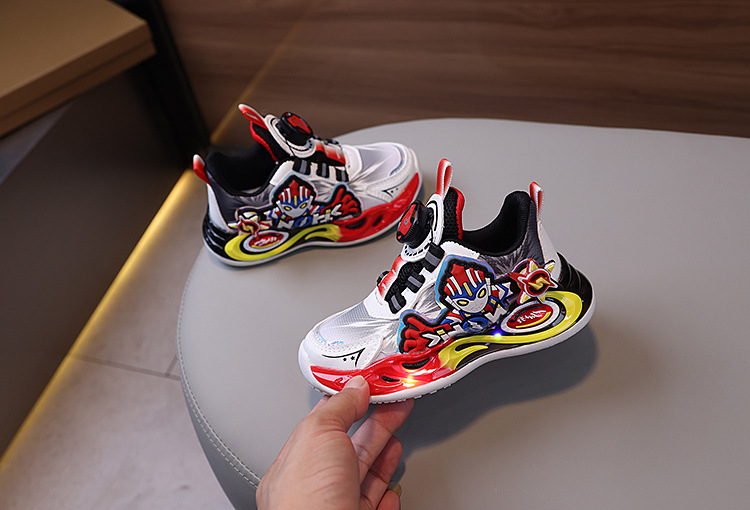 旋转扣小孩儿童鞋子男童运动鞋女童篮球鞋透气皮面软底防滑跑步鞋详情7