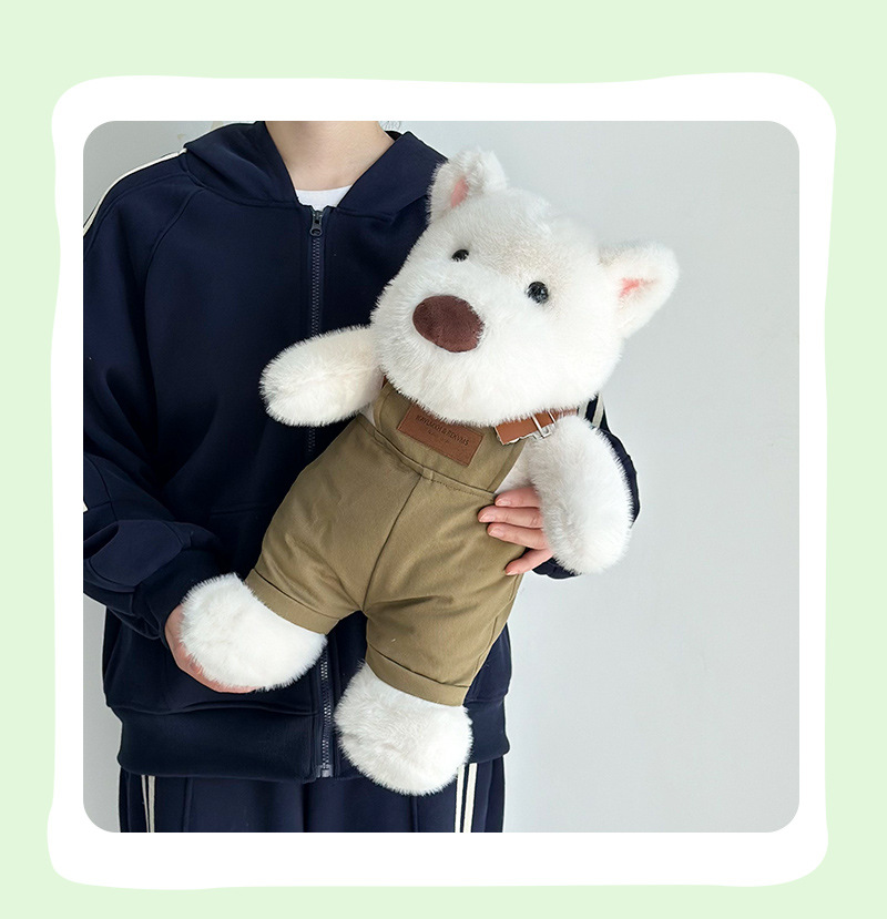 Peluche west highland cachorros peluche juguetes dibujos animados cute tirantes pantalones perro muñeca niña regalo muñeca transfronteriza pic 18