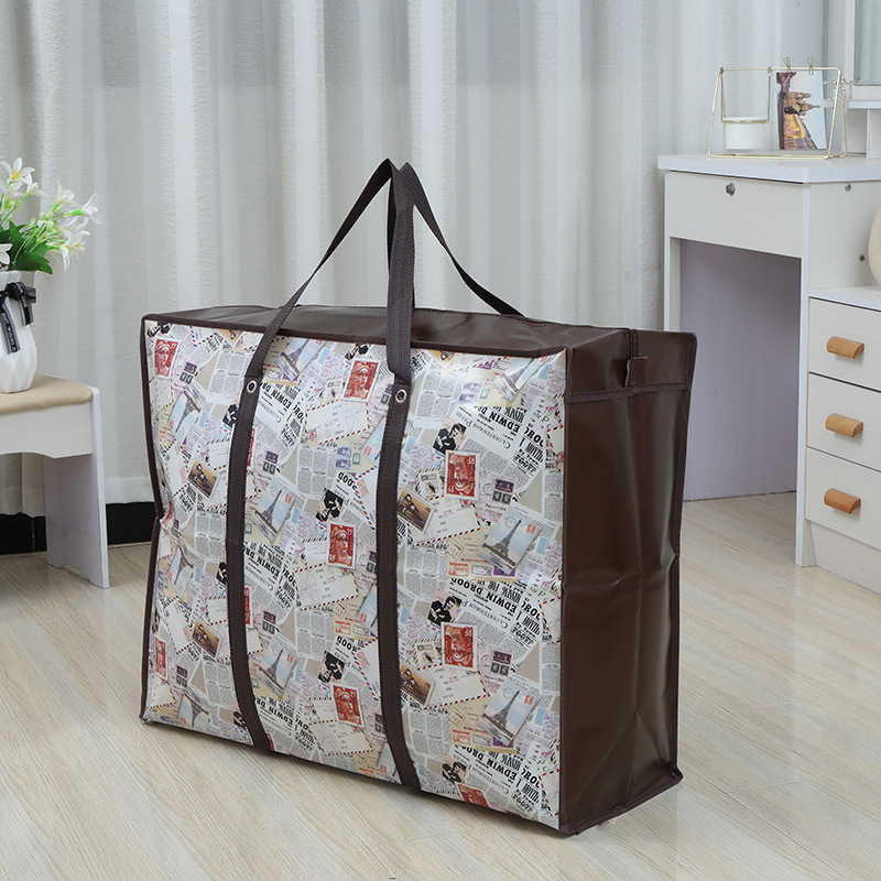 跨境高质量批发无纺布袋覆膜防水行李袋衣物被子收纳袋手提搬家打包袋详情5