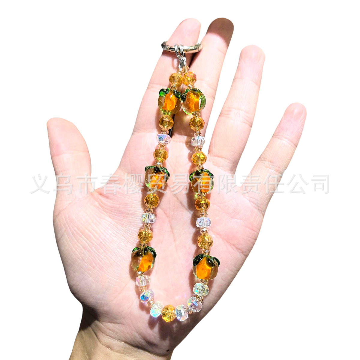 Shi Ruyi mobile phone pendant: A light luxury and high-end crystal mobile phone chain, creative and versatile car persimmon keychain pendant pic 3