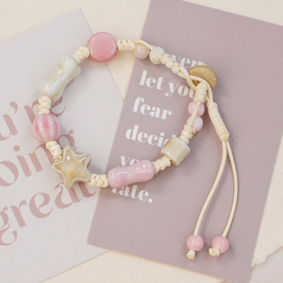 Jingdezhen ceramic bracelet wholesale, fresh, sweet, heavy woven rope, star niche bracelet accessories wholesale pic 2