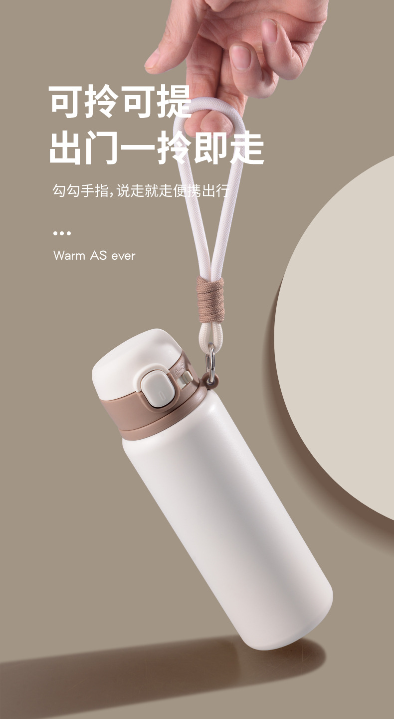 Simple press-type bouncing direct drinking cup, 316 stainless steel insulated, portable high appearance level water cup for female students pic 14