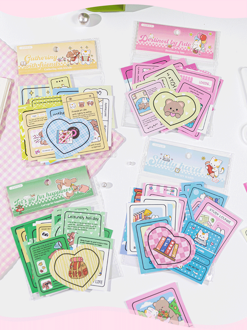 鑫奇新25张幸福具象化贴纸包浪漫生活温柔手账本水杯装饰小贴画详情2