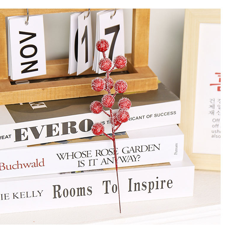 发财果12头单叉挂霜红果仿真红果相思豆年宵花礼品配件办公文化仿真园艺果实详情6