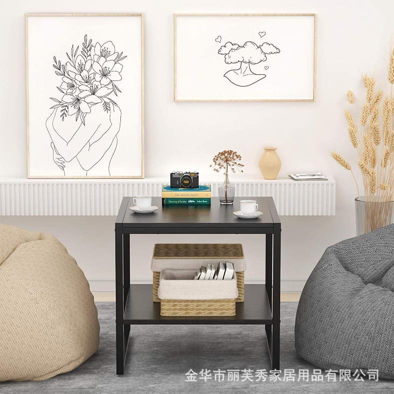 跨境专供简约钢木家具卧室床头柜简易客厅沙发边桌茶几阳台小方桌详情4