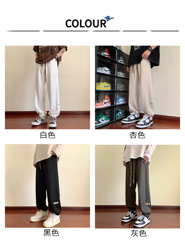 华夫格裤子男士2024秋季潮牌宽松九分束脚卫裤大码青年休闲运动裤详情5