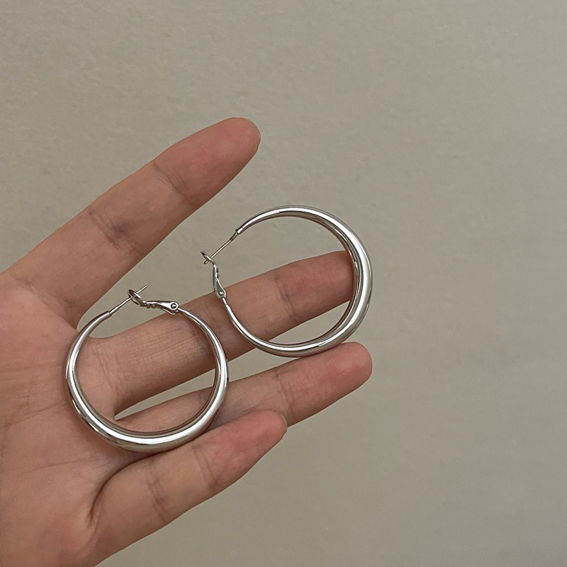 冷淡风素圈耳环复古圆圈耳饰925银针小众高级感气质轻奢风简约女~详情26