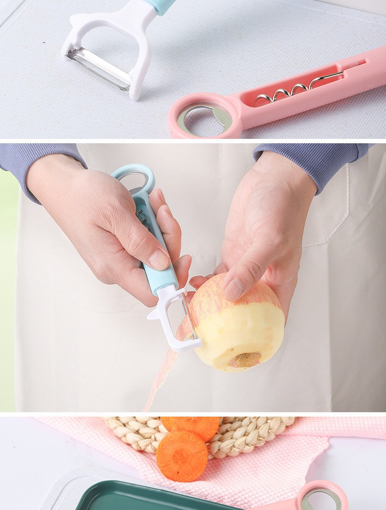 厂家直销11包邮三合一多用途削皮神器 不锈钢瓜刨水果刮皮刀 刨子削皮器 不诱钢材质耐用实用详情10