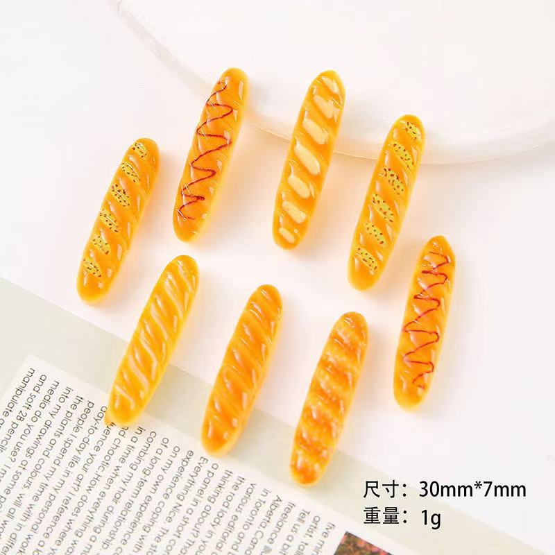 Simulation food play, baguette sticks, resin accessories, cream glue, diy hair clips, phone cases, fridge magnets, croaker buckles pic 5