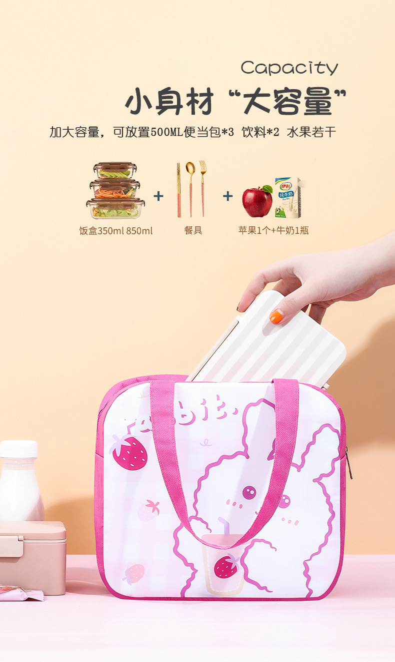 方形卡通便当包学生保温饭盒袋牛津布午餐盒保鲜收纳手提保温袋详情5