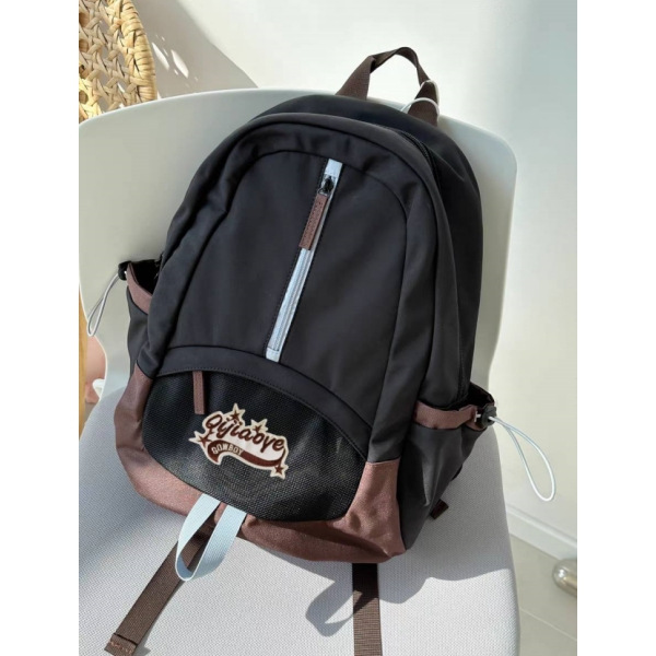 日系百搭撞色初中高中生书包休闲简约可套拉杆箱背包大容量双肩包详情12