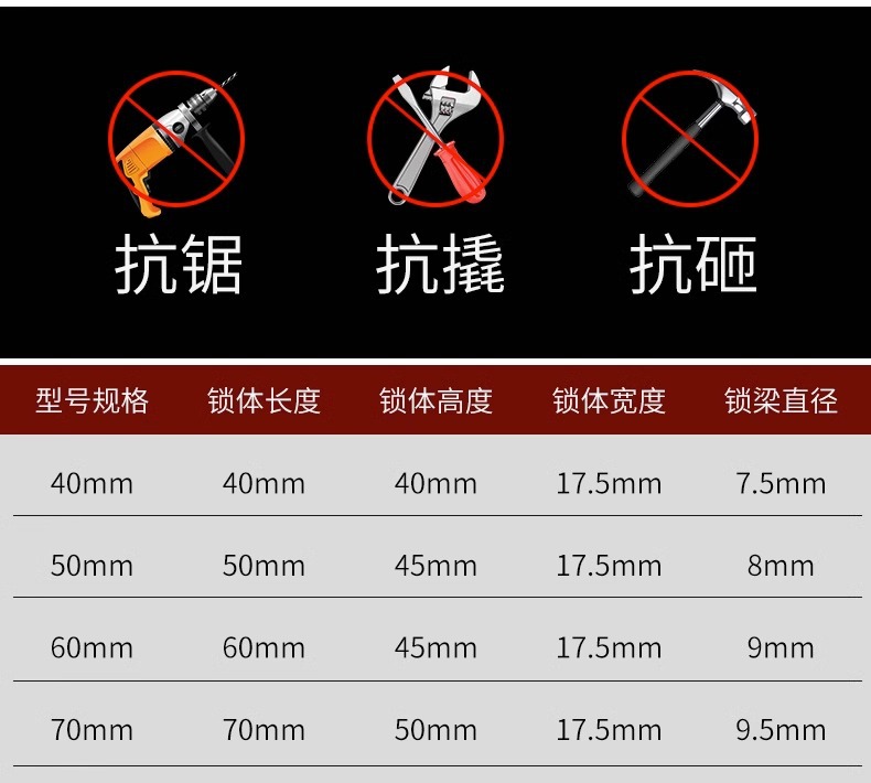 复古锁头横开挂锁防盗通开锁防锈防撬家用不锈钢家用柜门矩形宿舍详情9