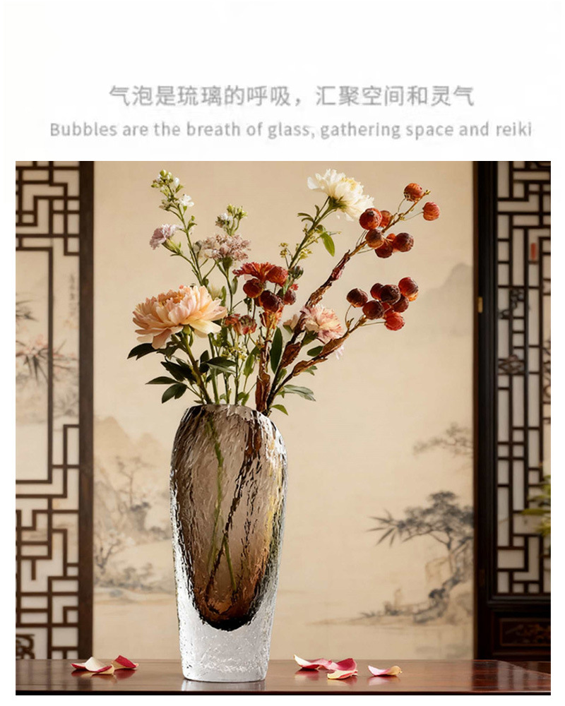现代轻奢琉璃琥珀色浮冰手工花瓶客厅电视柜玄关高级感家居摆件品详情7
