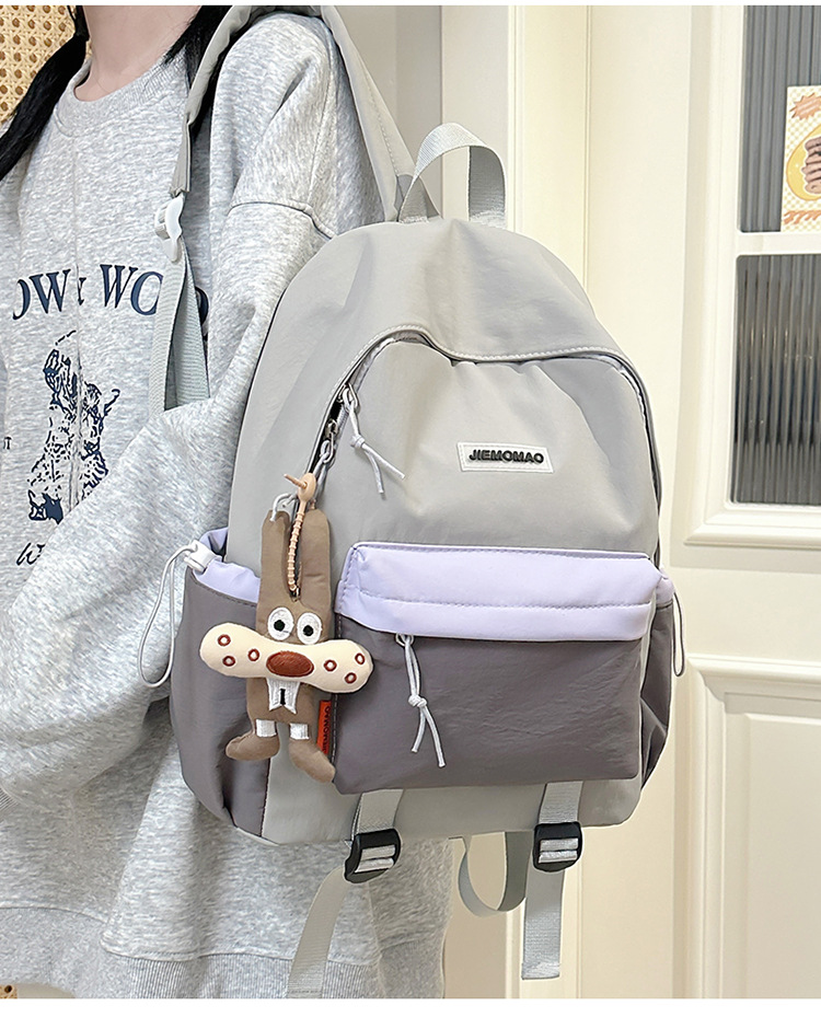 跨境新款学院风百搭双肩包初高中学生上课书包撞色洋气轻便双背包详情18