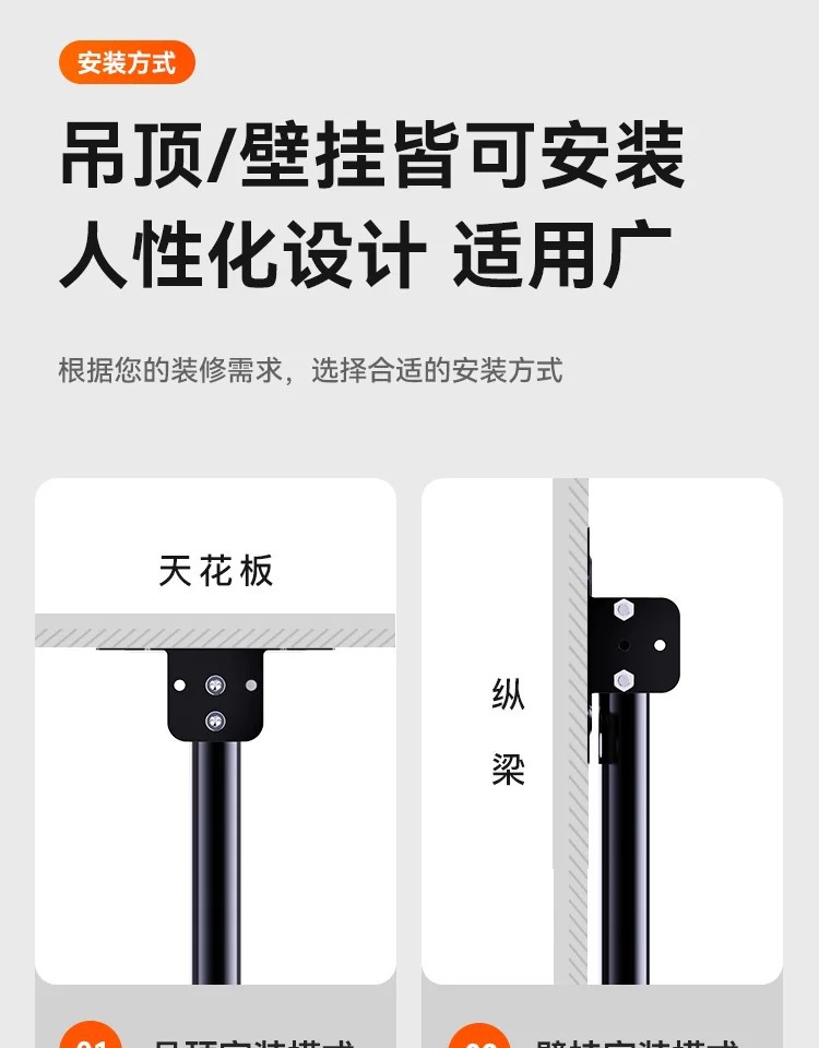液晶电视机吊架伸缩旋转奶茶店悬空支架悬挂双屏吊顶吊装挂架详情17