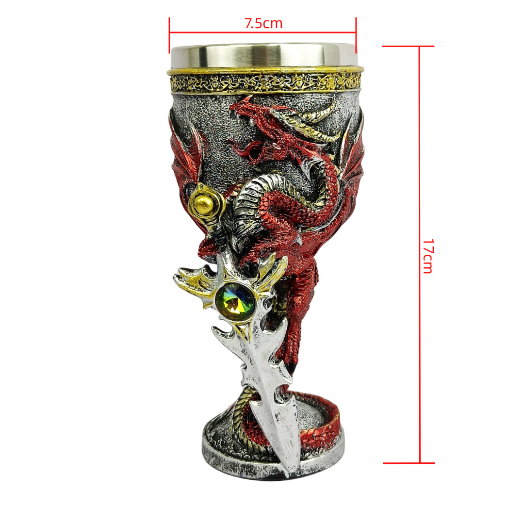 Niche high-appearation-level red wine glasses, European retro wine glasses, 3D dragon statue cocktail glasses pic 14