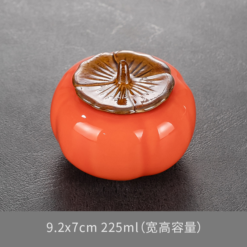 创意柿子烟灰缸客厅陶瓷个性潮流大号带盖防飞灰茶几摆件礼品详情3