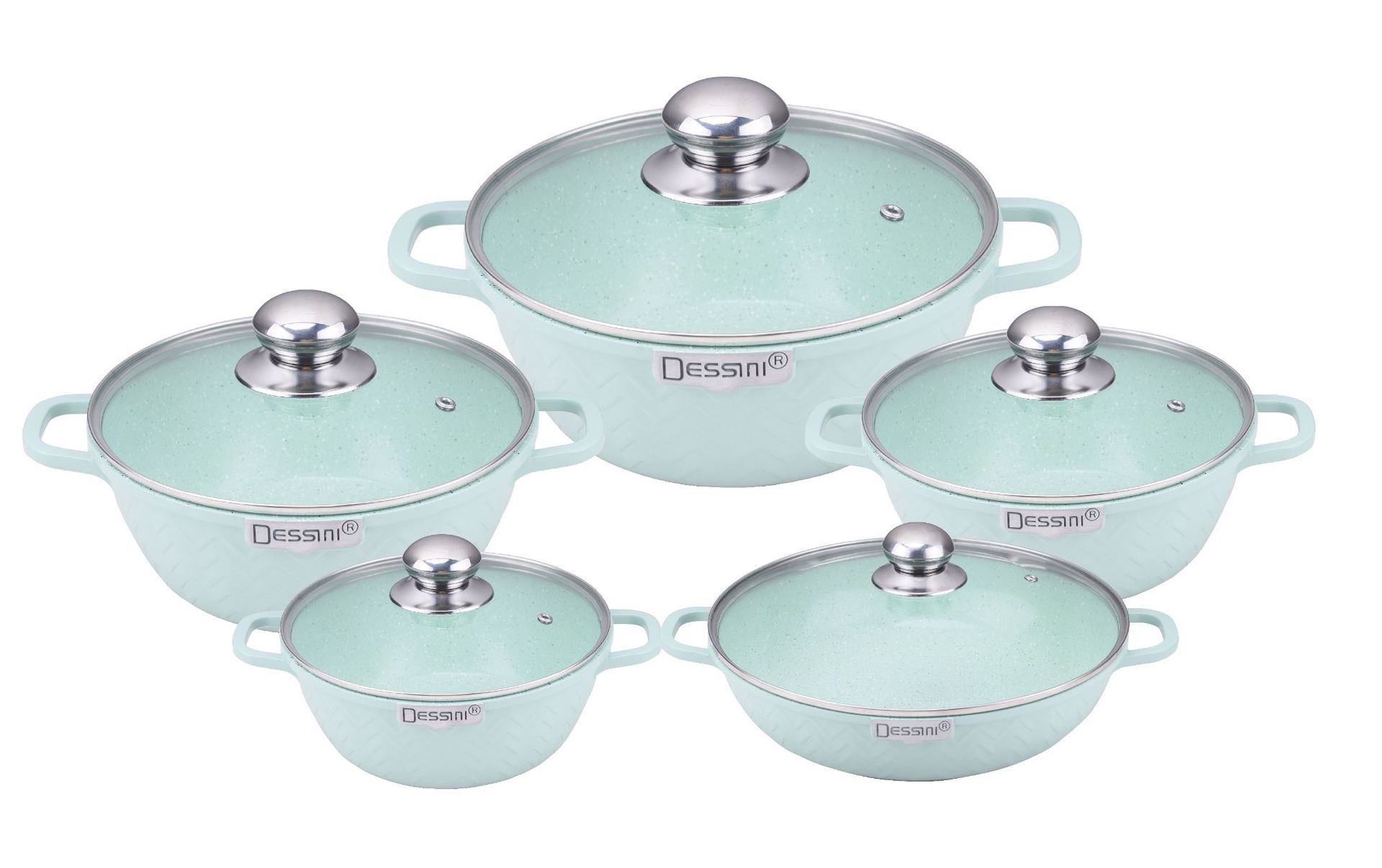 cookware dessini10pcs Non-stick Pan Set, Aluminum Pan set, tourmaline die-cast aluminum pan set pic 3