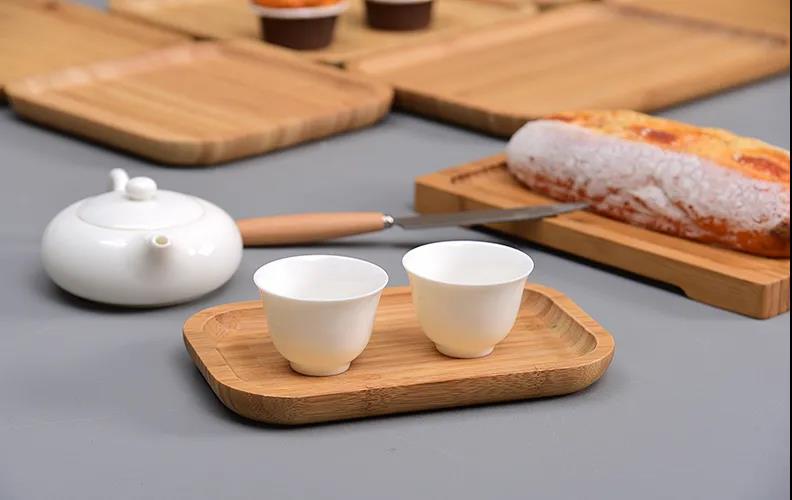 Wholesale bamboo rectangular wooden plates, bread trays, pastry trays, melon seed round plates, snack barbecue plates, tea trays and tea saucers pic 20