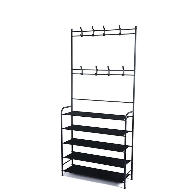 Simple shoe and hat rack, household indoor clothes hanger, multi-layer storage rack, bedroom, university dormitory, integrated coat and hat rack, shoe rack pic 1