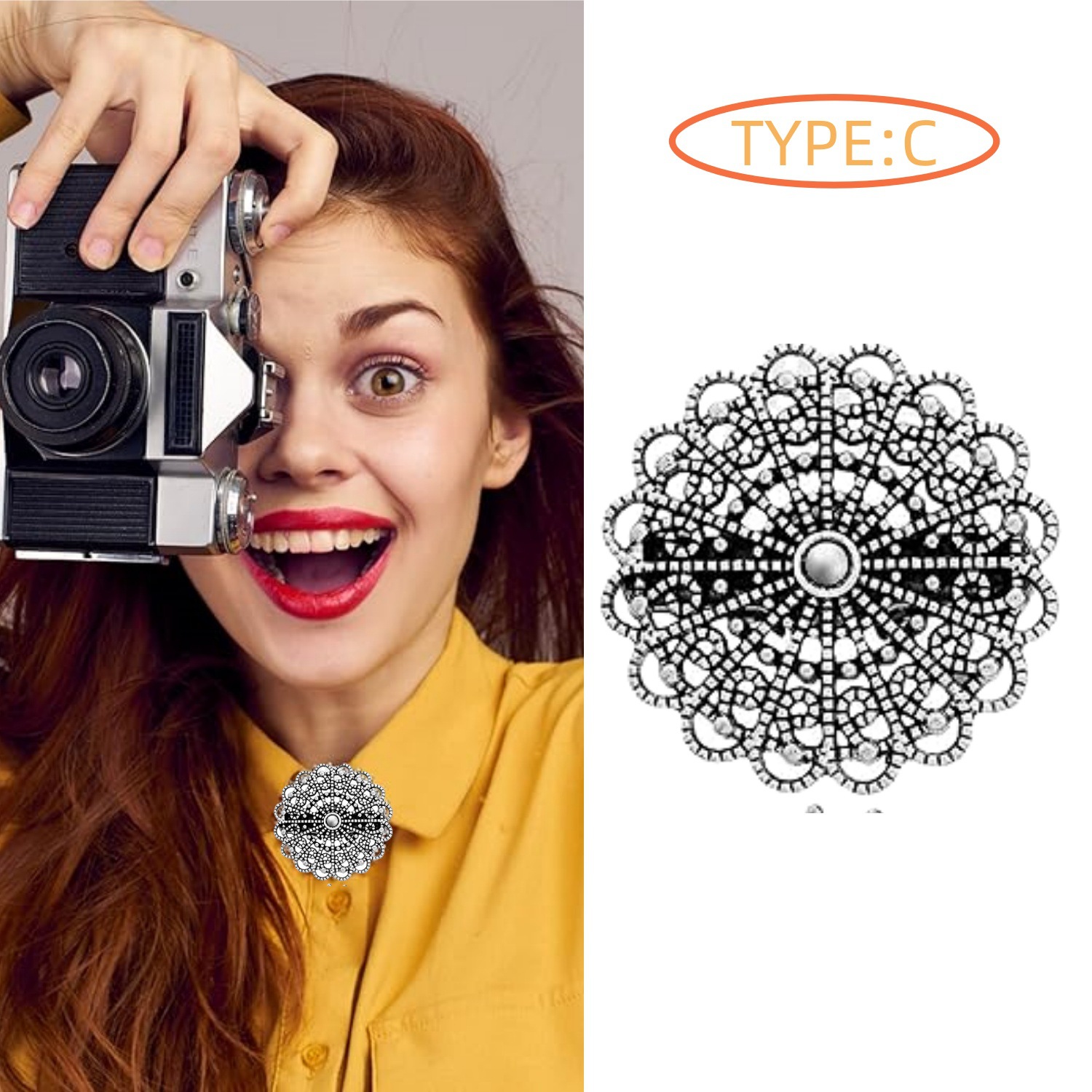 Viking Series European and American retro alloy sweater with silk scarf, cardigan button, shirt collar clip, anti-slip beam, tight chest clip pic 7