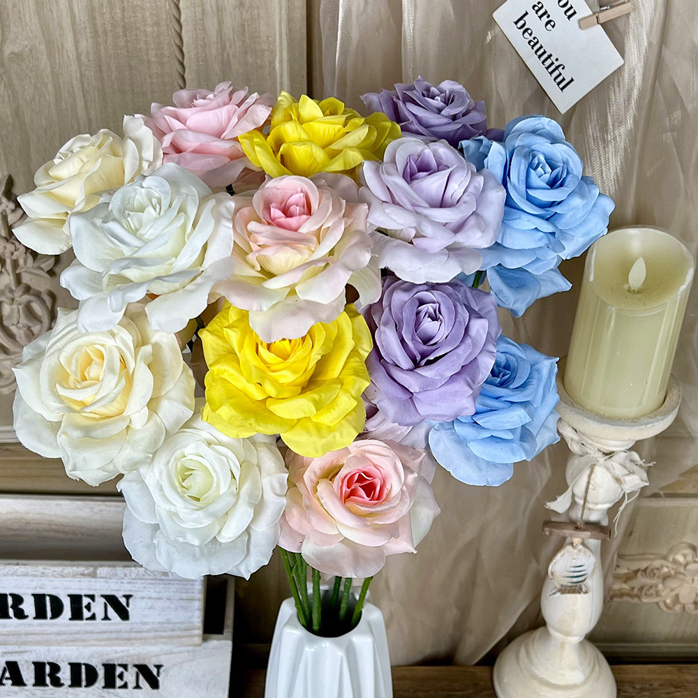 仿真钻石玫瑰假花人造花成品婚庆用花地排造景花高级感客厅插花束详情3