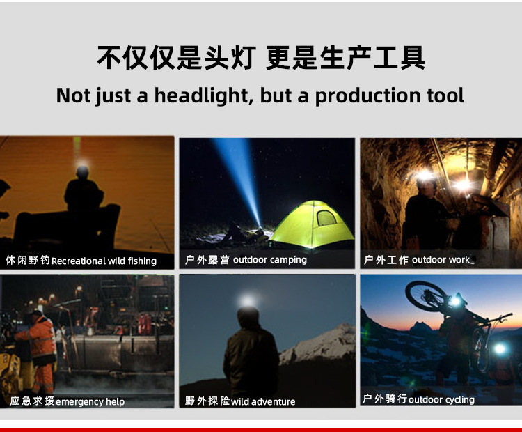 Cross-border new single and double side COB sensor headlamp LED outdoor night running and fishing Type-C rechargeable floodlight pic 13