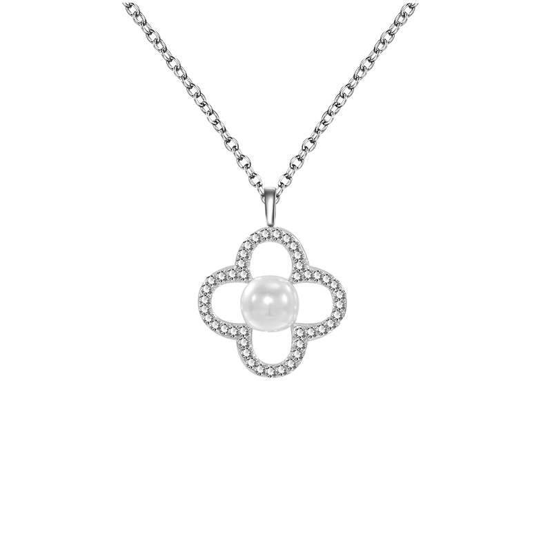 Zhuoheng Zhenxuan s925 Pure Silver Clover Necklace with micro-inlaid zircon, exquisite and compact design, fashionable little dress necklace for women pic 33