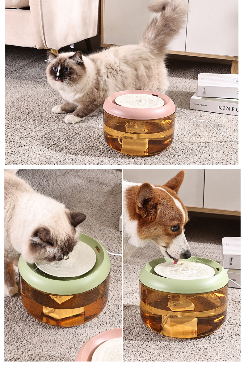 The cat water dispenser automatically circulates and filters fresh water. It is a pet water dispenser that flows quietly and is a perfect tool for drinking and feeding water pic 13
