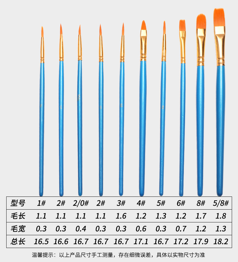 Cross-border 10-piece wooden digital oil painting brush set, art painting outlining brushes, gouache and watercolor brushes, makeup brushes pic 9