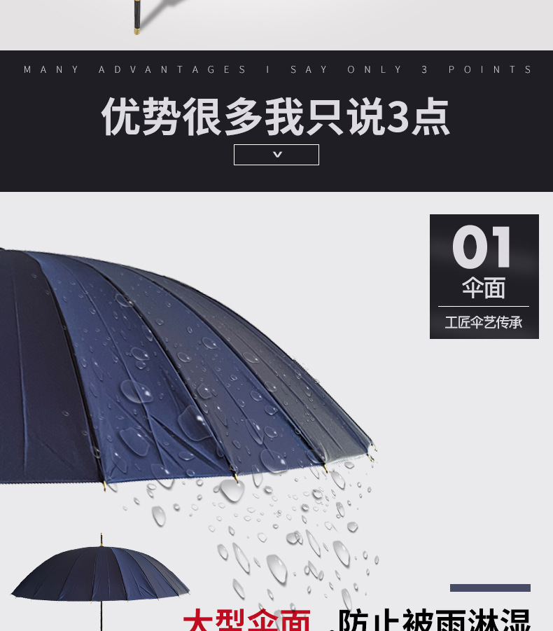 24骨批发加大加厚自动直杆商务伞广告伞长柄印logo抗风暴男大雨伞详情4