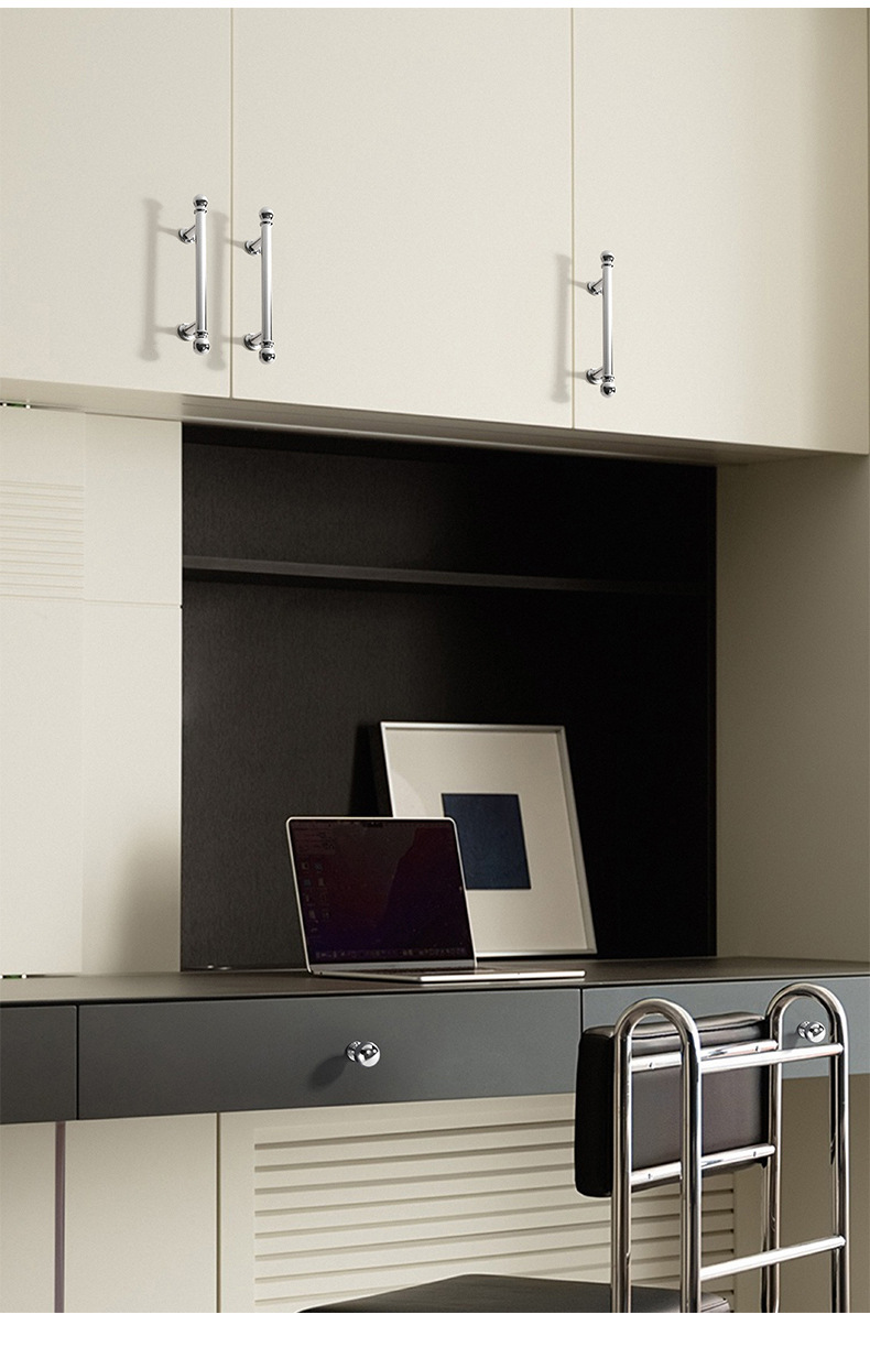 法式锌合金衣柜门拉手现代简约镀铬亮光银色抽屉单孔橱柜实心把手详情12