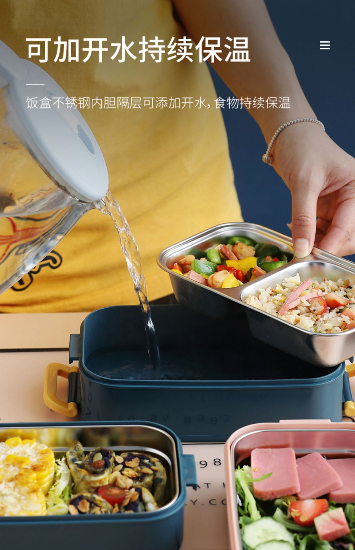 304 stainless steel insulated lunch box for primary school students, plastic portable lunch box, Japanese outdoor double-layer compartments bento box pic 6