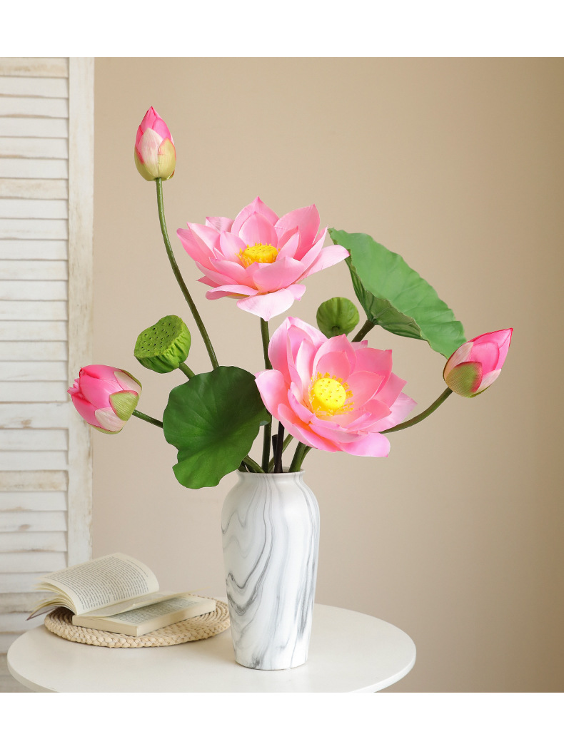 仿真荷花荷叶莲蓬中式禅意家居装饰假花园艺宠物花盆容器批发详情22