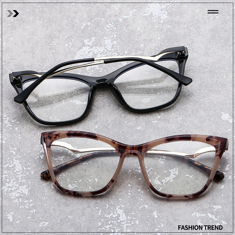 TR90 metal spectacle frame anti-blue light, European and American fashionable cat-eye flat light glasses, decorative Optical glasses pic 2