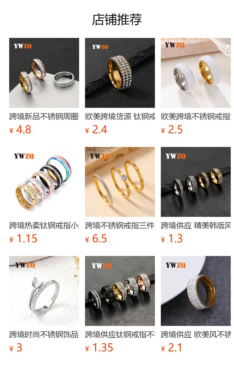 跨境货源钛钢戒指女小众高级五排陶泥满钻戒指不锈钢饰品厂家批发详情1