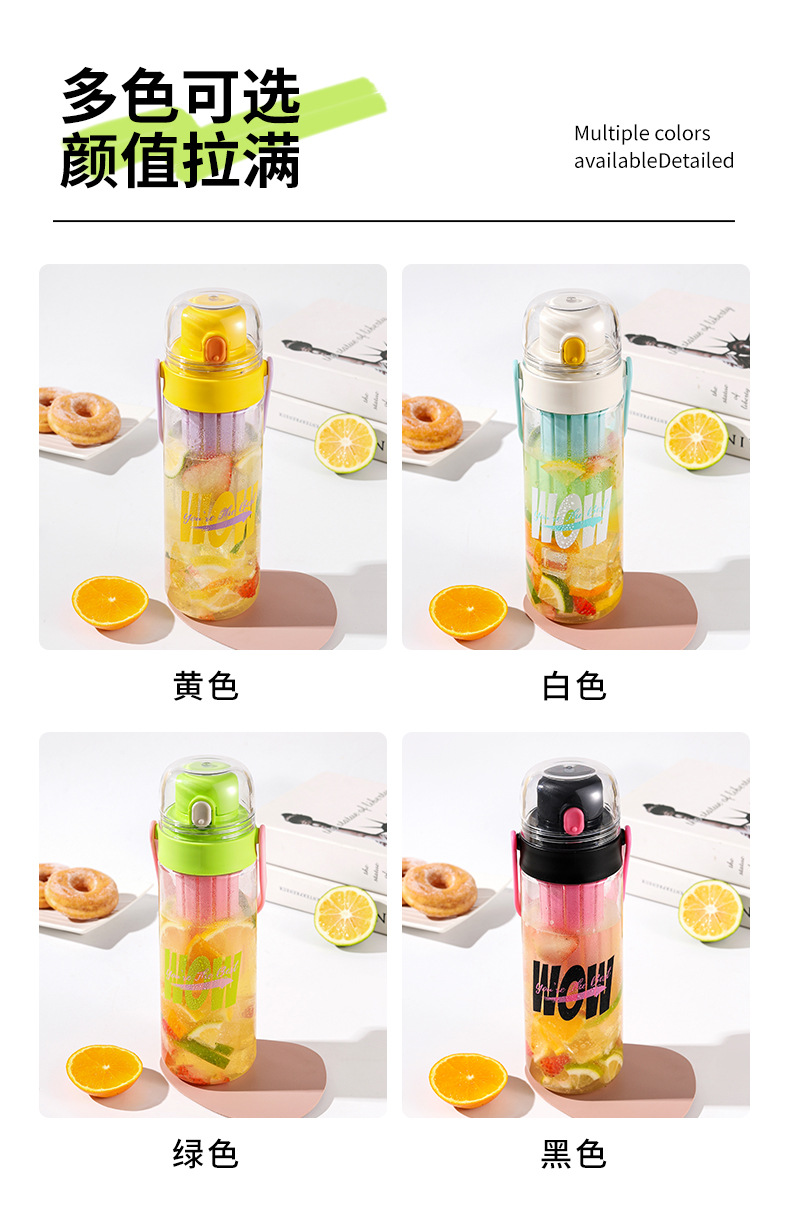 Creative and casual double-drinking plastic water cups, high appearance level student sports water cups, portable direct drinking flower tea cups, gift wholesale pic 16