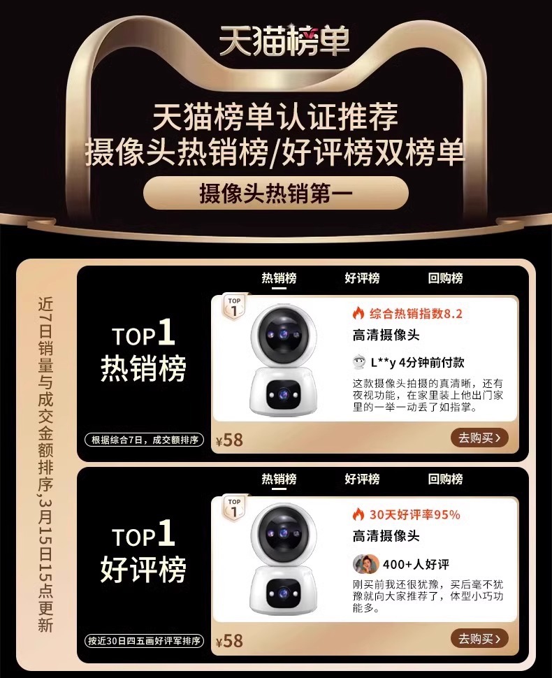 智能监控摄像头监控家用远程手机带语音360度无死角摄影头详情1