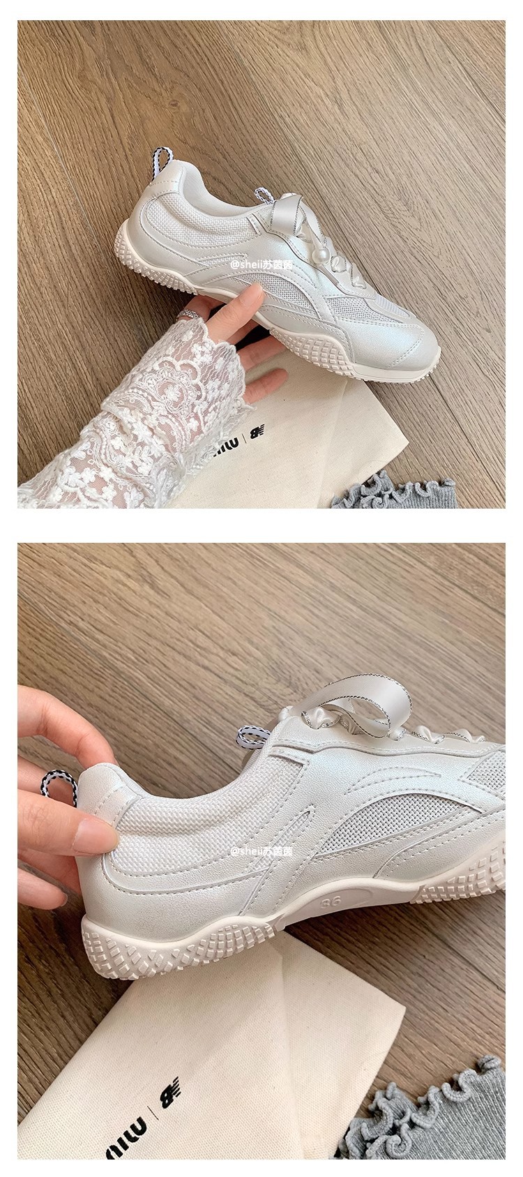 苏茵茵同款 舒芙蕾~华夫网面透气芭蕾运动休闲鞋女德训阿甘鞋详情14