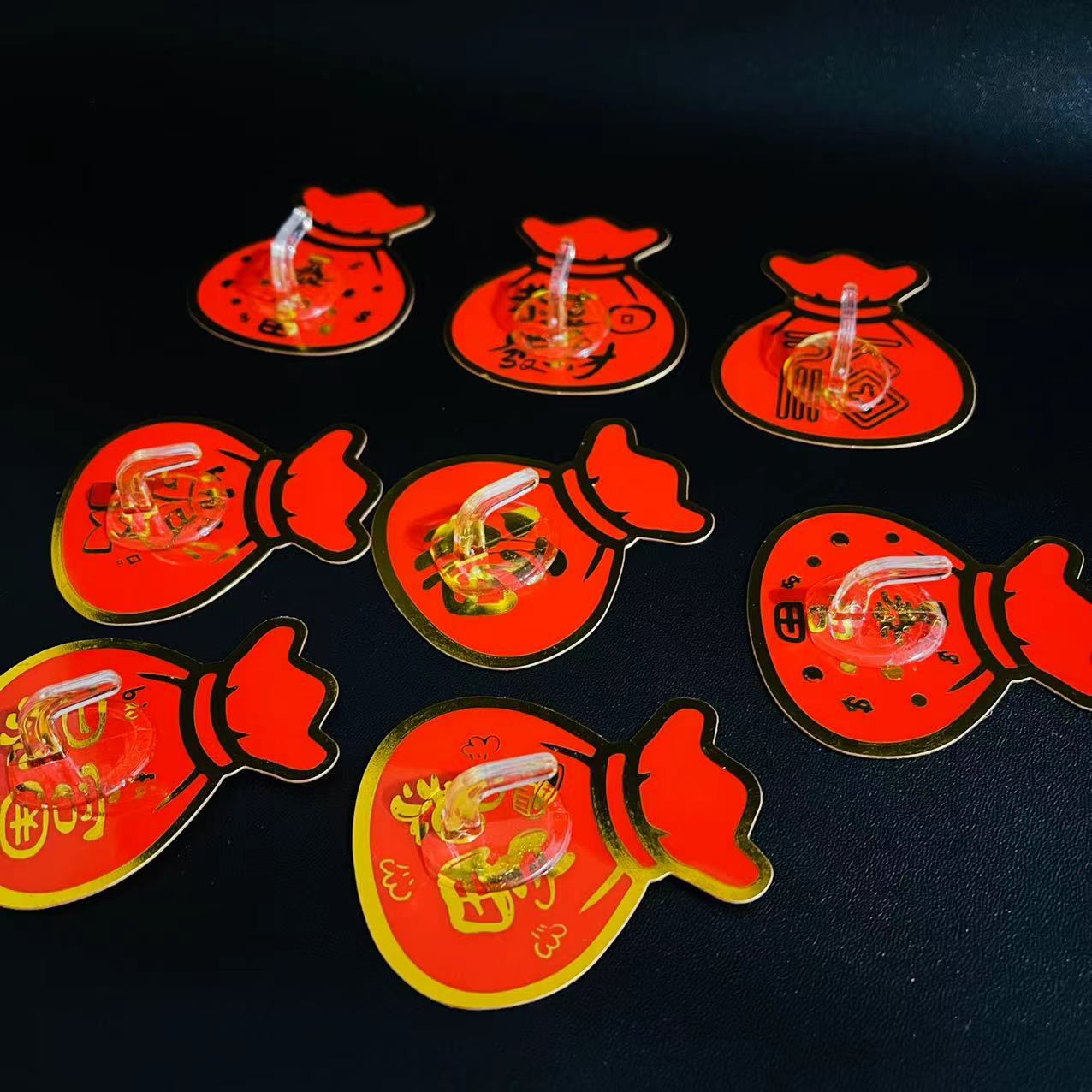 【1-8 Zones 】 Lucky Bag - Sticky Hook 100/ Bag 6000/ box Lucky Bag Sticky Hook, Festive multi-functional red Sheet Sticky hook, no Drilling Sticky hook, Fu character get rich quickly 1 yuan wholesale hook, traceless hook, hook sticky hook pic 6
