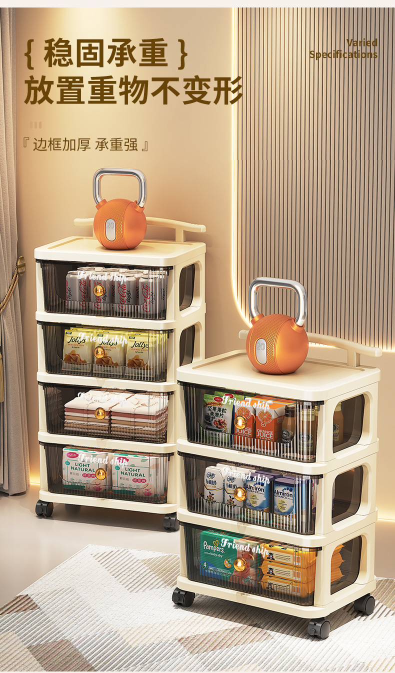 Drawer-type storage cabinet, multi-layer organizing cabinet, storage cabinet, home living room snack cabinet, trolley, storage rack, movable pic 9