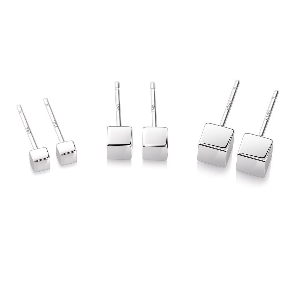 S925 Silver square ear-piercing Stud earrings, 2024 new trendy stud earrings, high-end and elegant stud earrings, simple and small for women pic 7