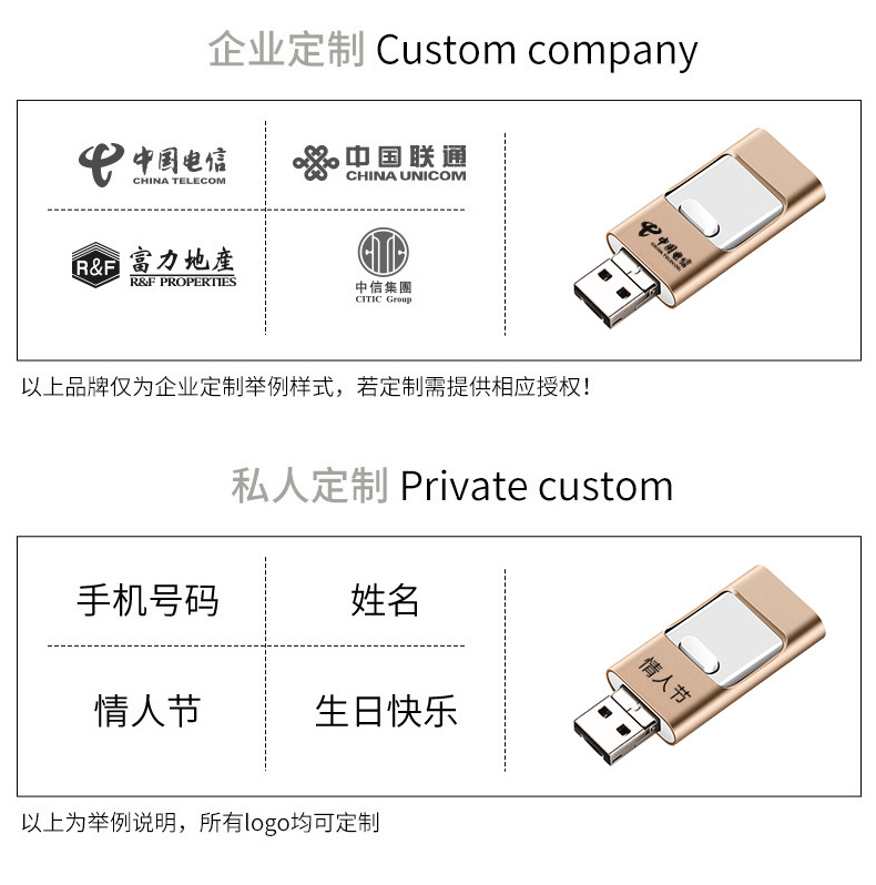 手机U盘U盘批发适用苹果安卓三合一U盘金属旋转推拉u盘32G礼品U盘详情17