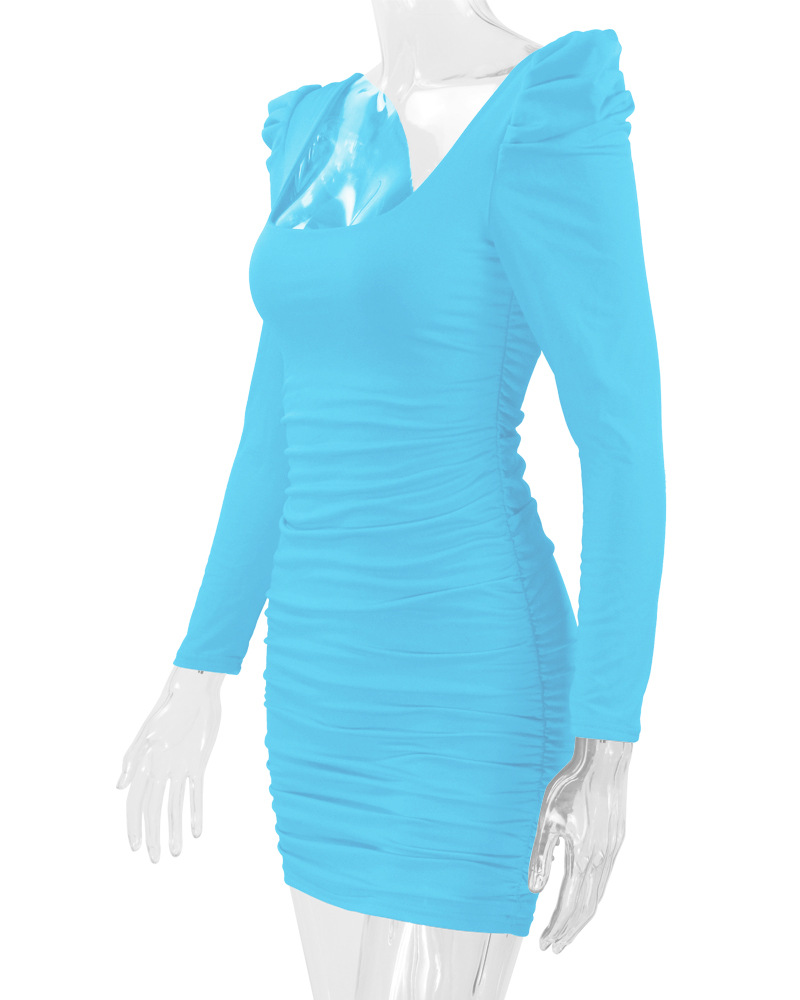 2025秋冬新款欧美女装包臀裙亚马逊跨境性感露背堆堆肩长袖连衣裙详情23