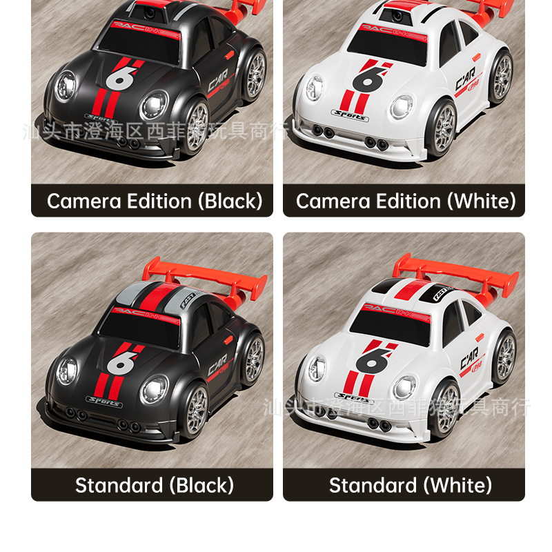 Cross-border remote control MINI car camera and photo cartoon Q-version mini screen control racing drifting C6 remote control car toy pic 40