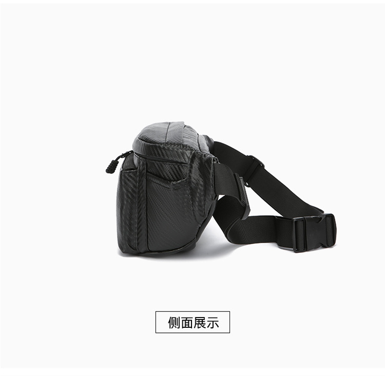 胸包男士背包 跨境腰包碳纤维纹路防泼水腰包 骑行单肩包斜跨胸包详情25