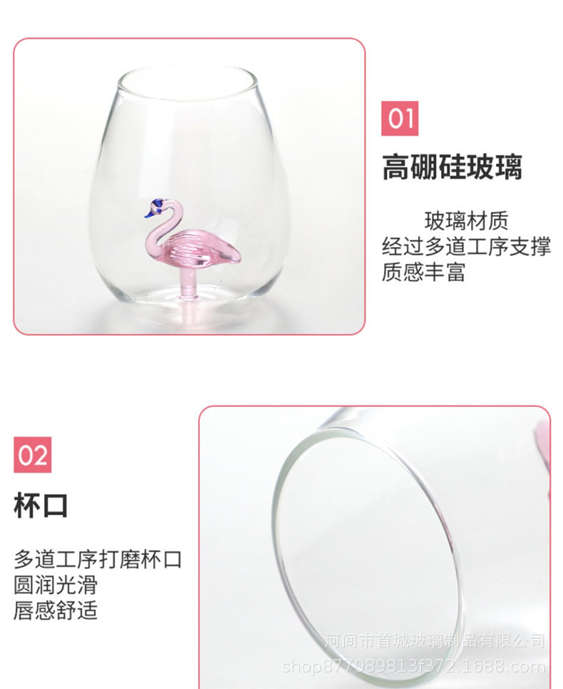 高颜值立体动物玻璃喝水杯子高级感蛋形果汁饮料杯透明玻璃单层杯详情10