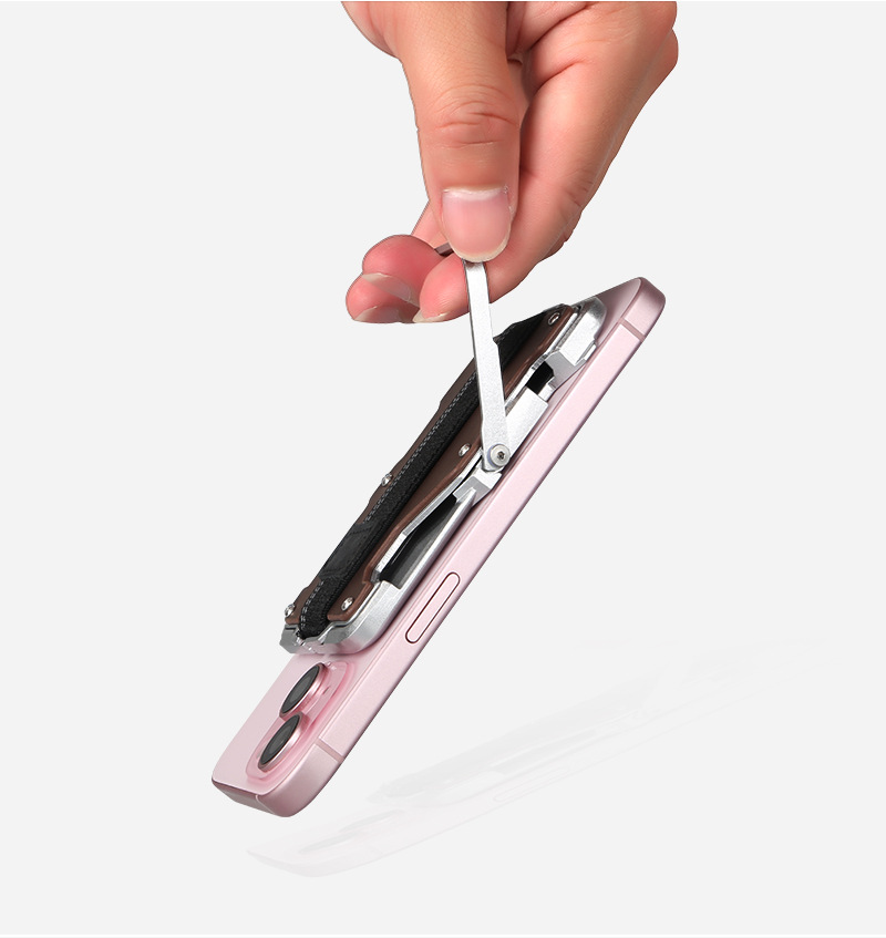 新款防盗刷卡盒MagSafe磁吸卡包多功能手机支架便携金属卡盒定制详情12